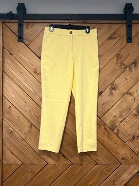 Ricki's Butter Yellow Straight-Leg Chino Capris Size 6 Elastic Waist Stretch